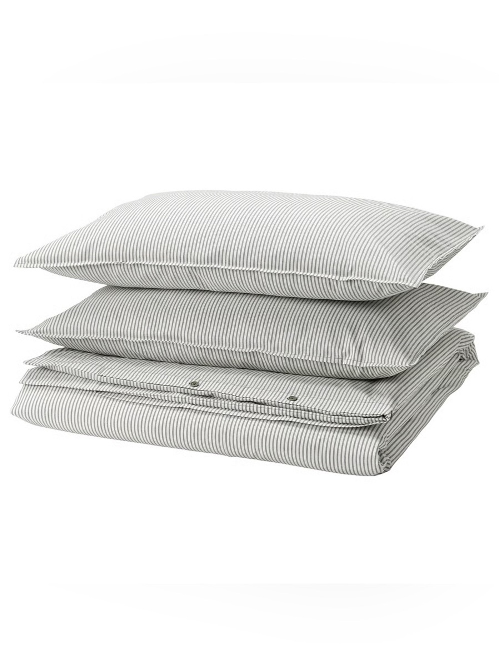 Striped Gray and White Cotton Bedding Set - Neutral Comfort - Picture 5 of 5